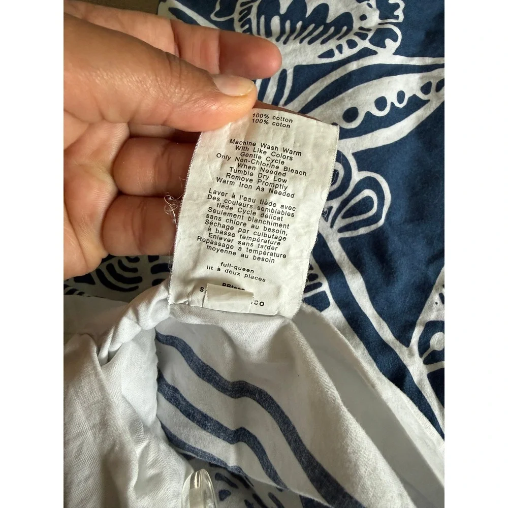 Pottery Barn Teen Natalia Floral Duvet Cover Navy Blue White Full Queen Cotton